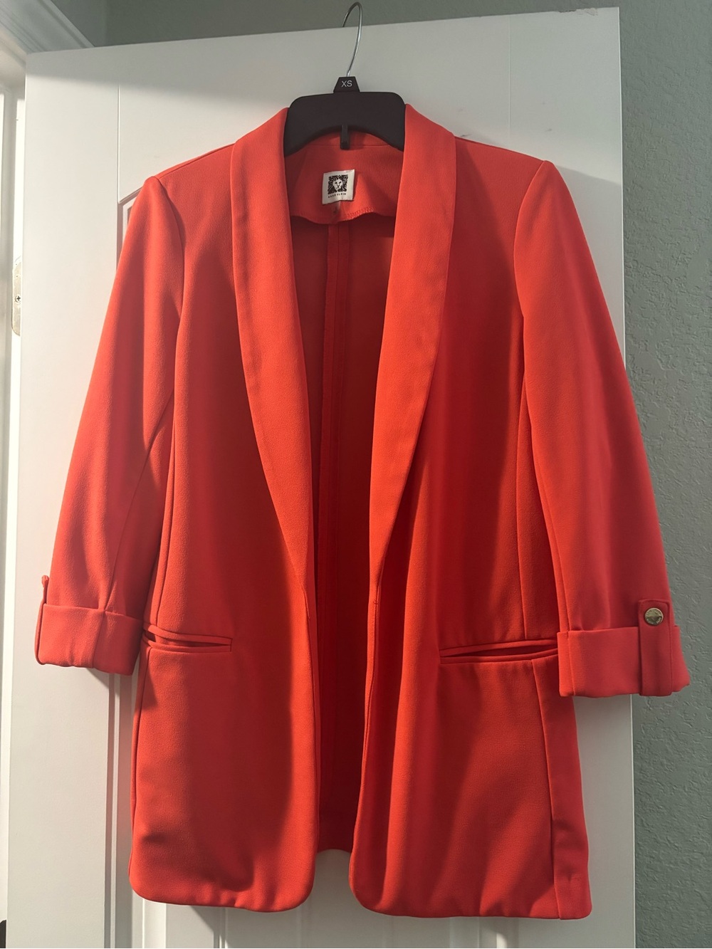 Anne Klein Bright Orange Open-Front Blazer